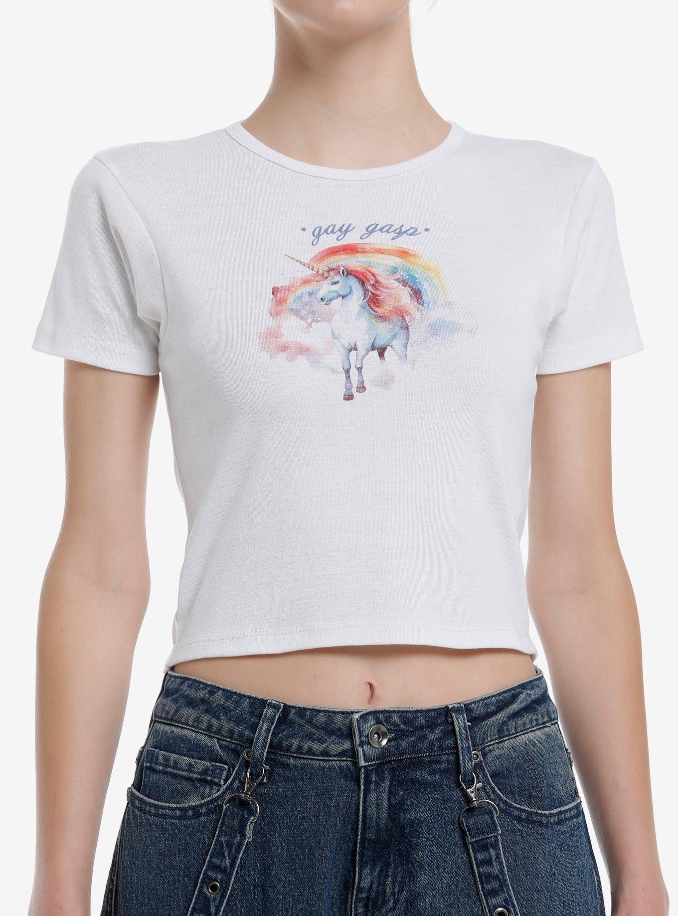 Gay Gasp Unicorn Crop T-Shirt, , hi-res