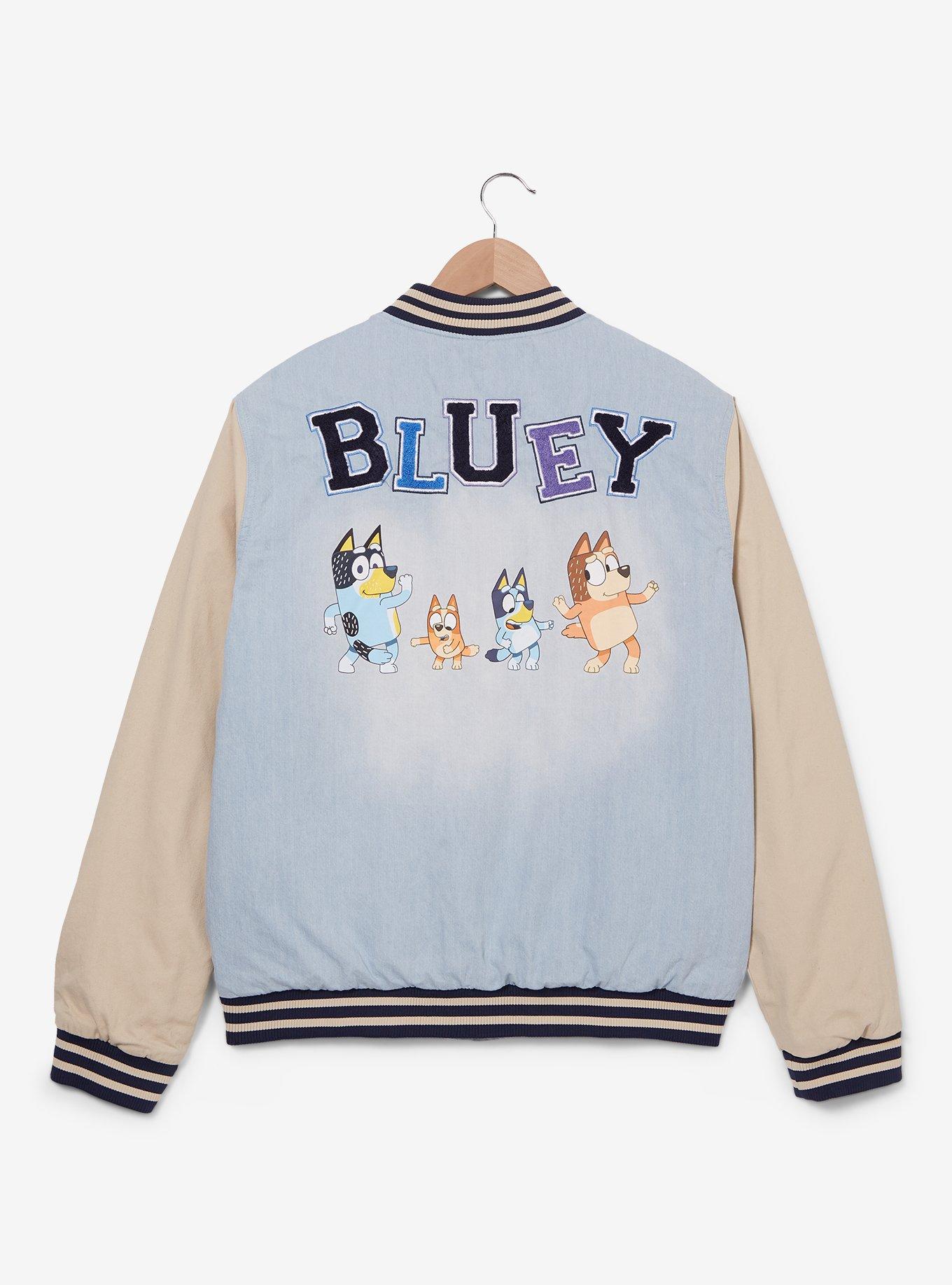 Bluey Heeler Family Icons Denim Varsity Jacket - BoxLunch Exclusive, , hi-res