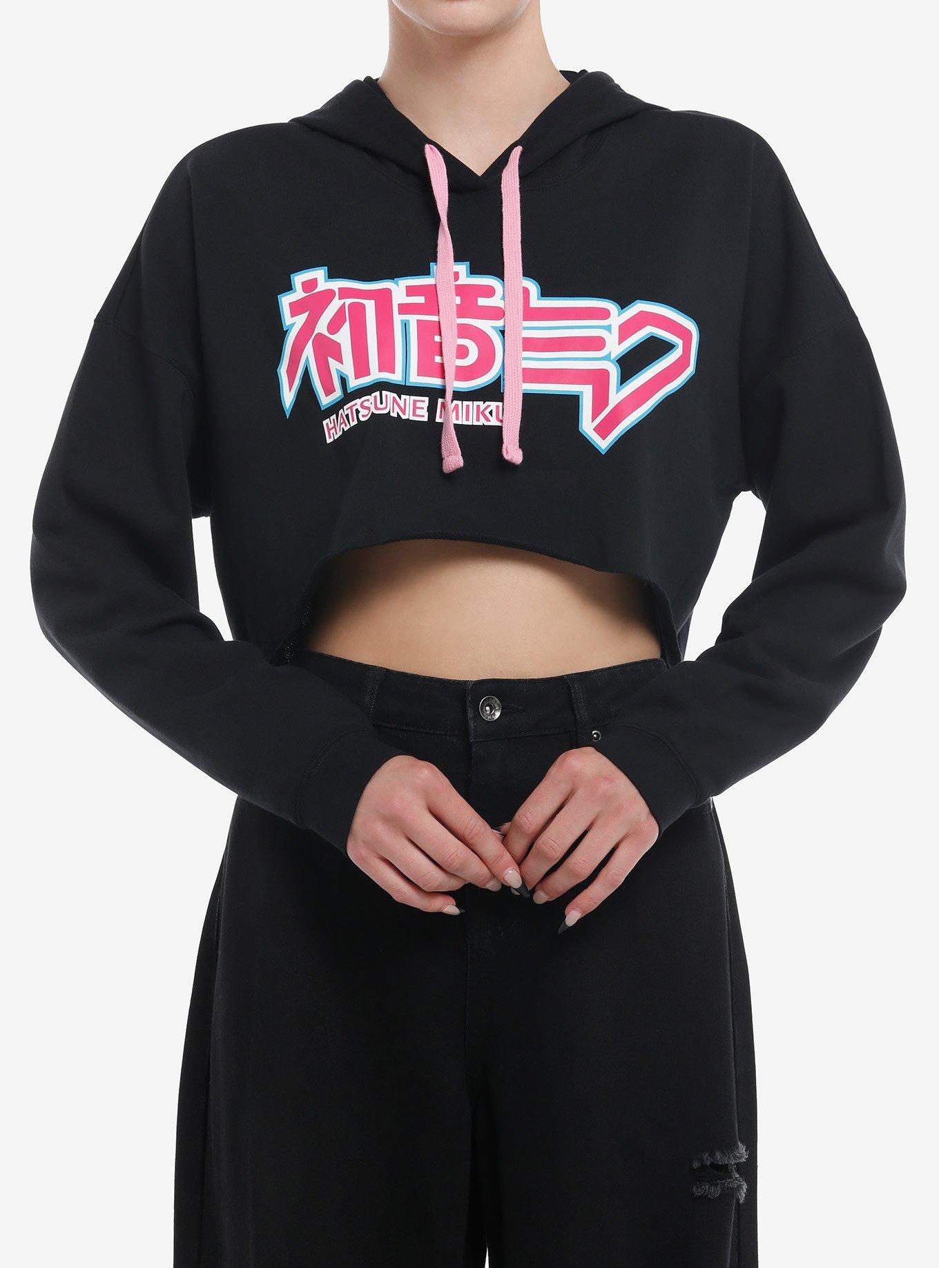Hatsune Miku Two-Sided Crop Girls Hoodie, MULTI, hi-res