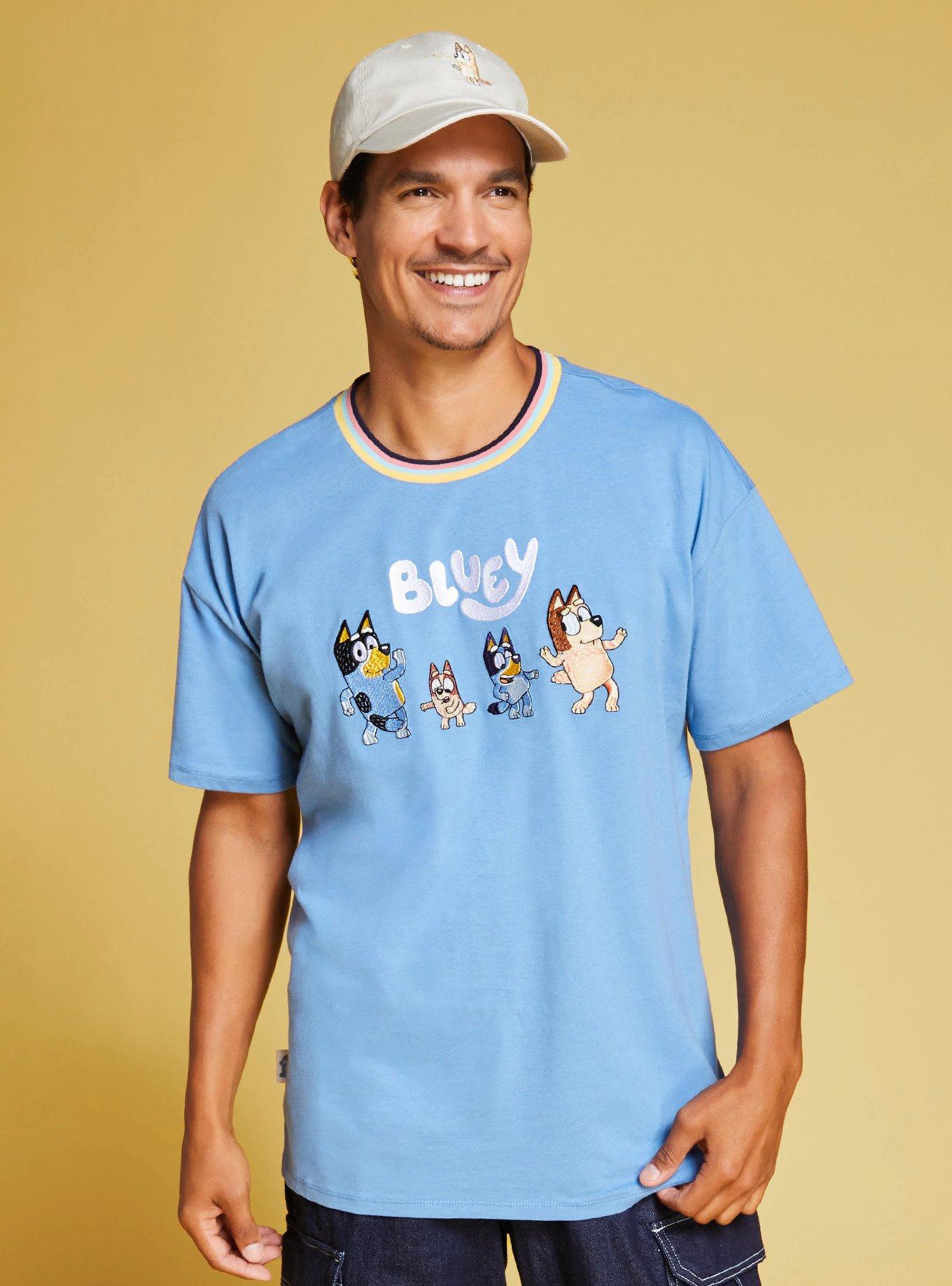 Bluey Heeler Family Line Up Embroidered Women's T-Shirt — BoxLunch Exclusive, LIGHT BLUE, hi-res