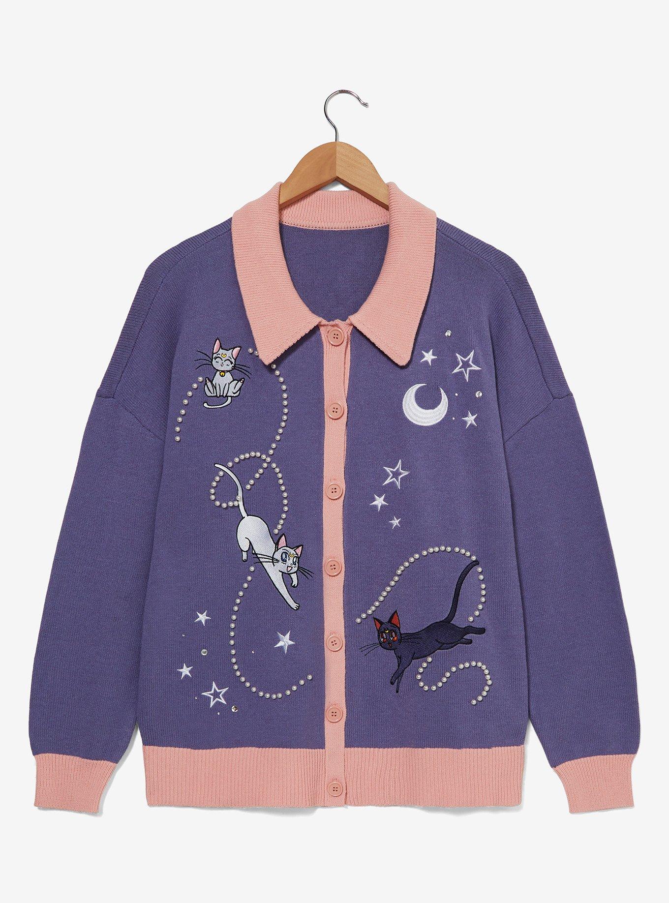 Pretty Guardian Sailor Moon Luna, Artemis, & Diana Starry Women's Plus Size Cardigan - BoxLunch Exclusive, , hi-res