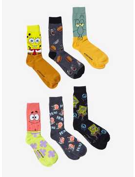 SpongeBob SquarePants Character Crew Socks 6 Pair, , hi-res
