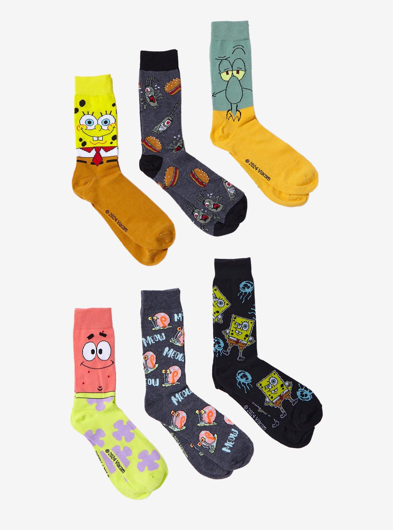 SpongeBob SquarePants Character Crew Socks 6 Pair, , hi-res