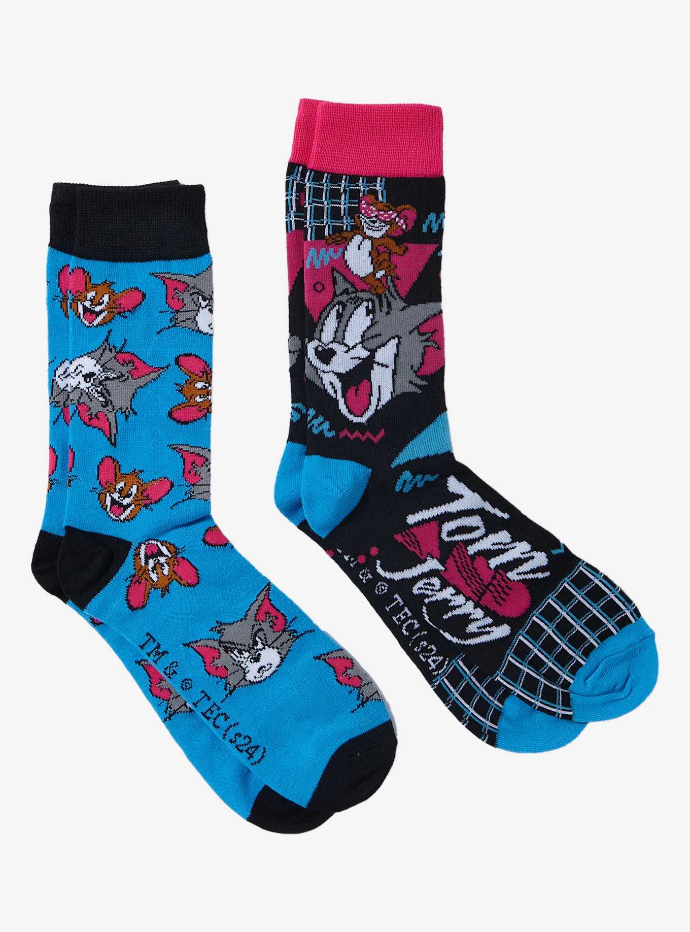 Tom And Jerry '90s Design Crew Socks 2 Pair, , hi-res
