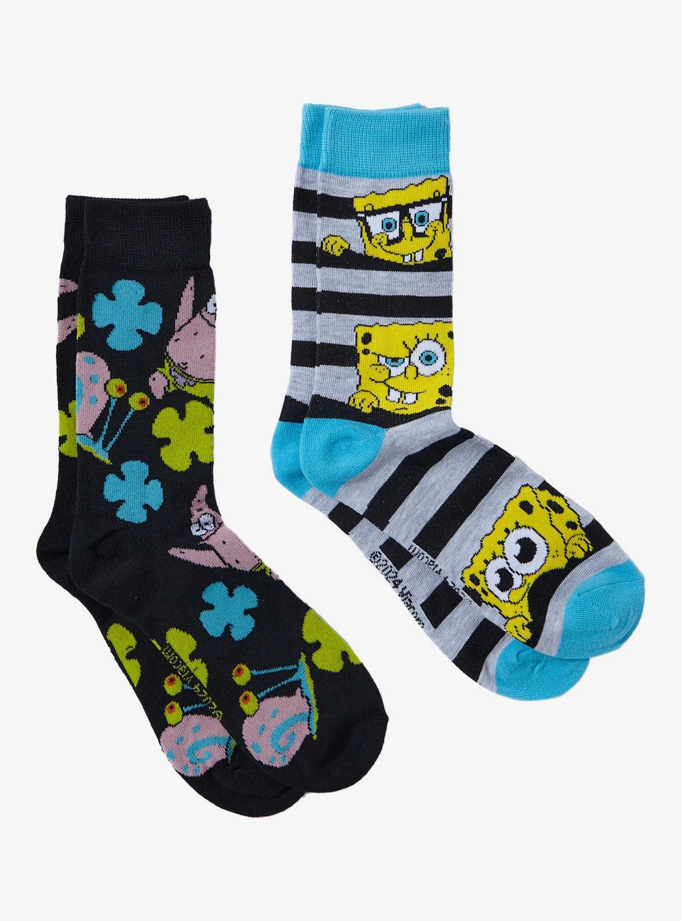 SpongeBob SquarePants Friends Crew Socks 2 Pair, , hi-res