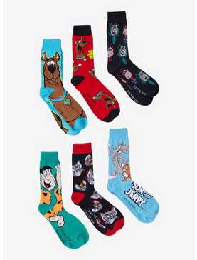 Hanna-Barbera Characters Crew Socks 6 Pair, , hi-res