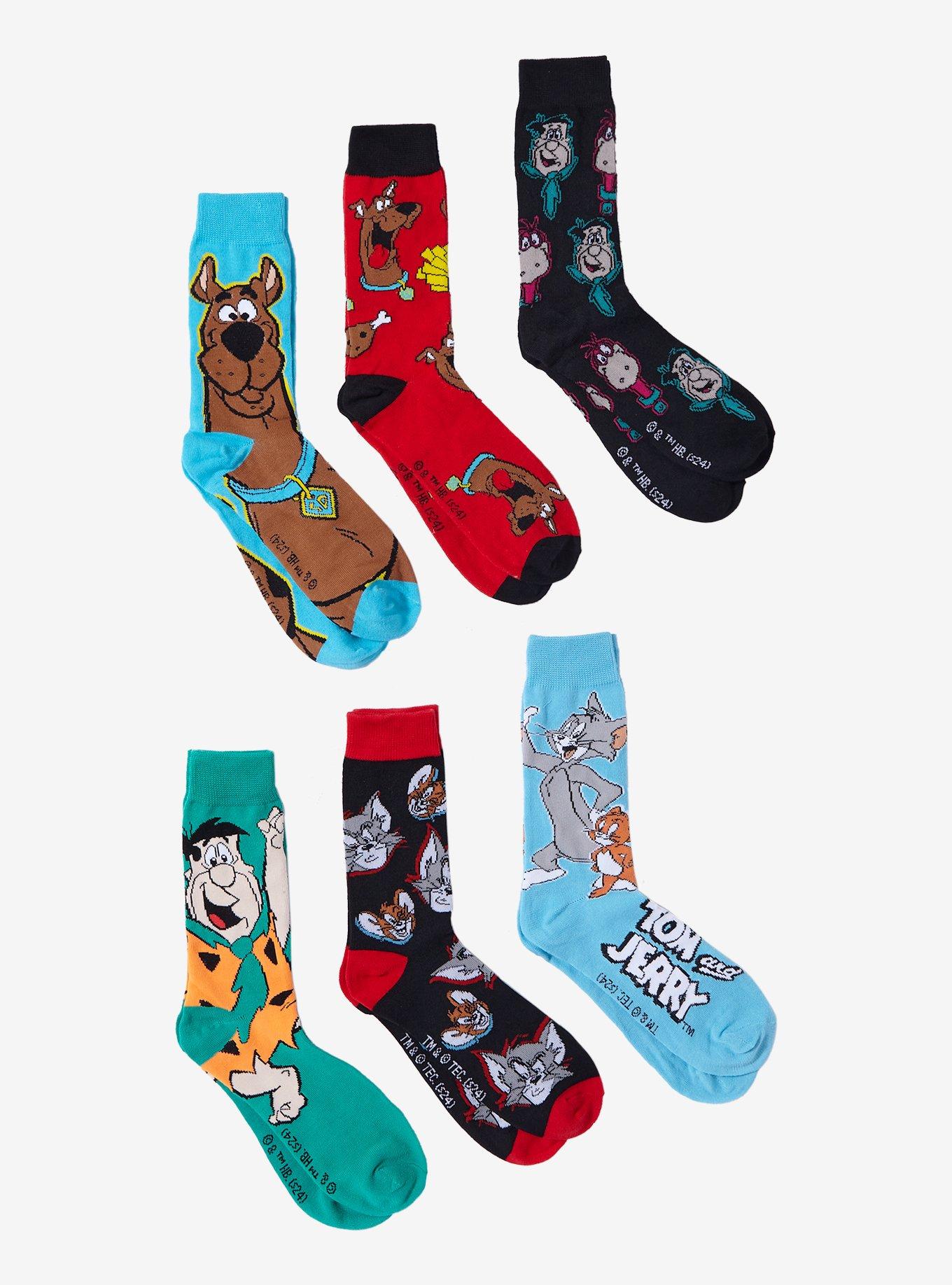 Hanna-Barbera Characters Crew Socks 6 Pair, , hi-res