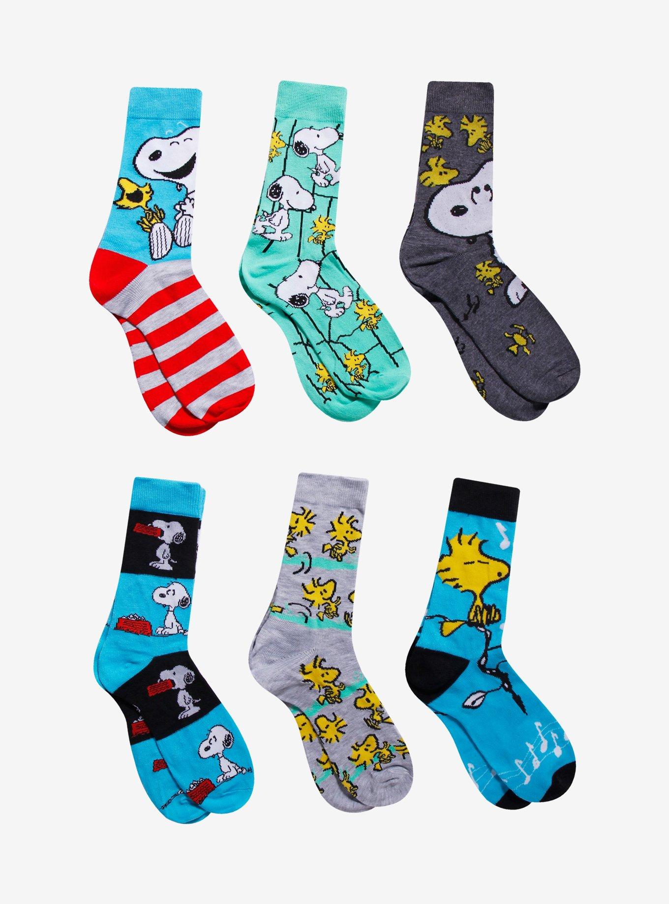 Peanuts Snoopy & Woodstock Crew Socks 6 Pair, , hi-res