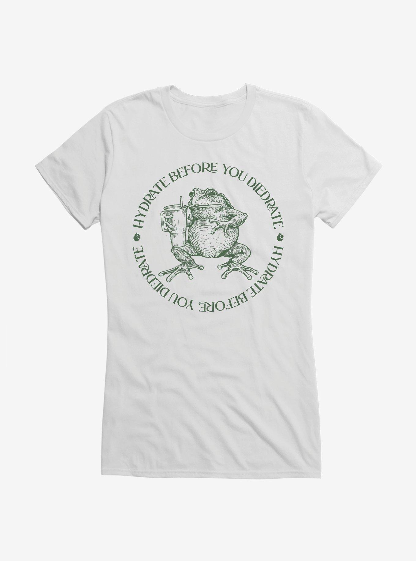Hydrate Before You Diedrate Frog Circle Girls T-Shirt, WHITE, hi-res