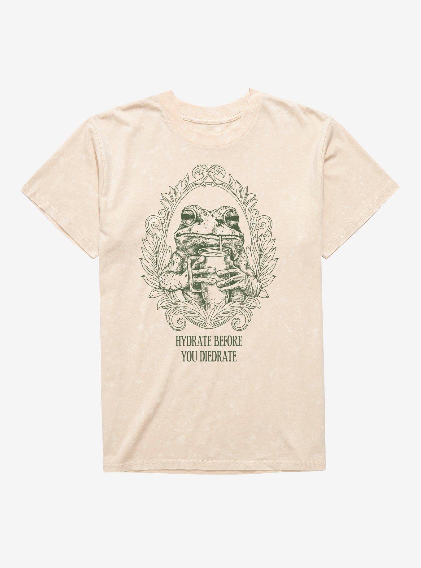 Hydrate Before You Diedrate Frog Portrait Mineral Wash T-Shirt, , hi-res