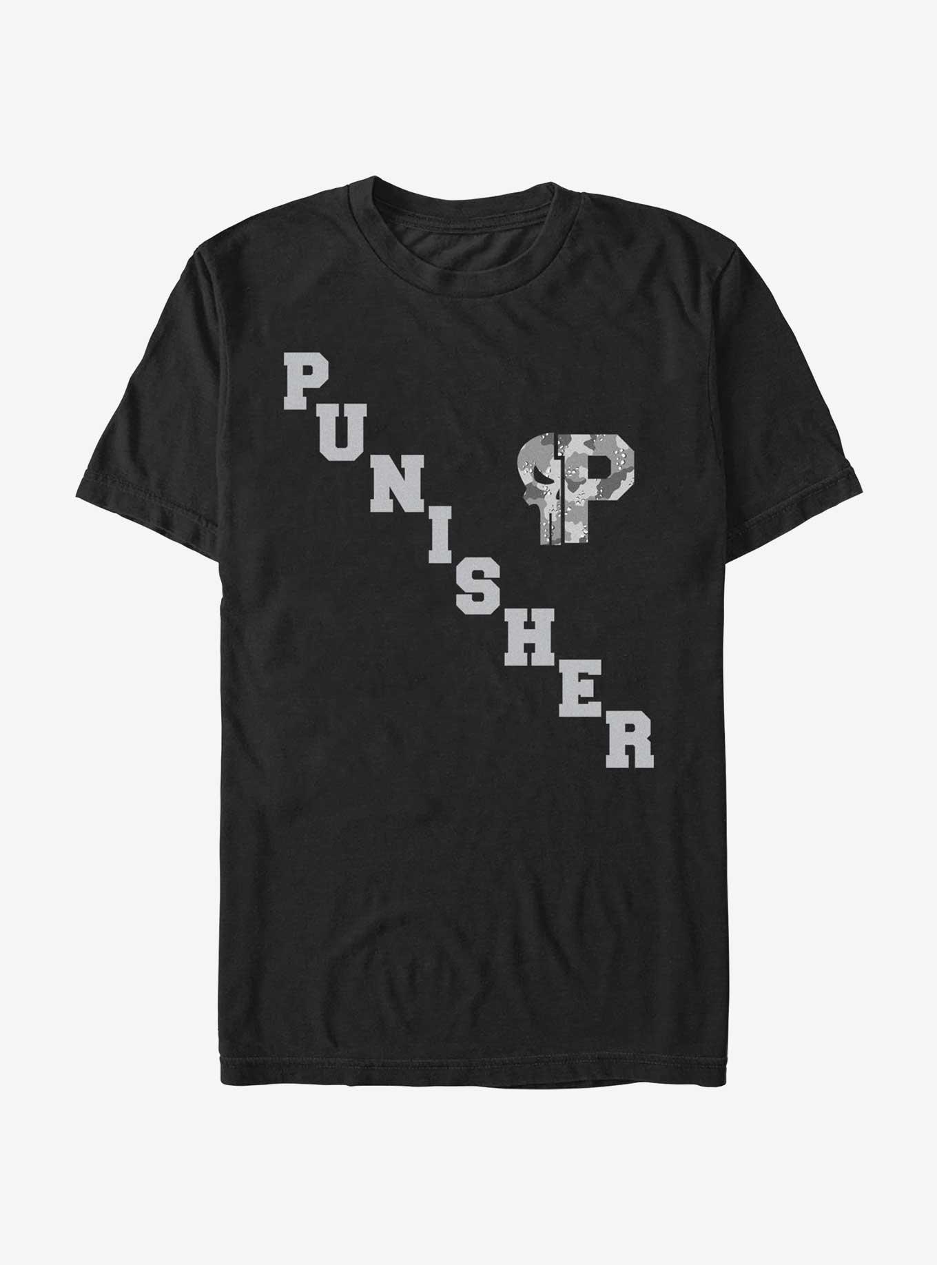 Marvel Punisher Camo P Skull Logo T-Shirt, BLACK, hi-res