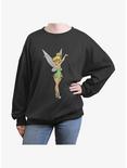 Disney Tinker Bell Color Sketch Womens Oversized Sweatshirt, CHARCOAL, hi-res