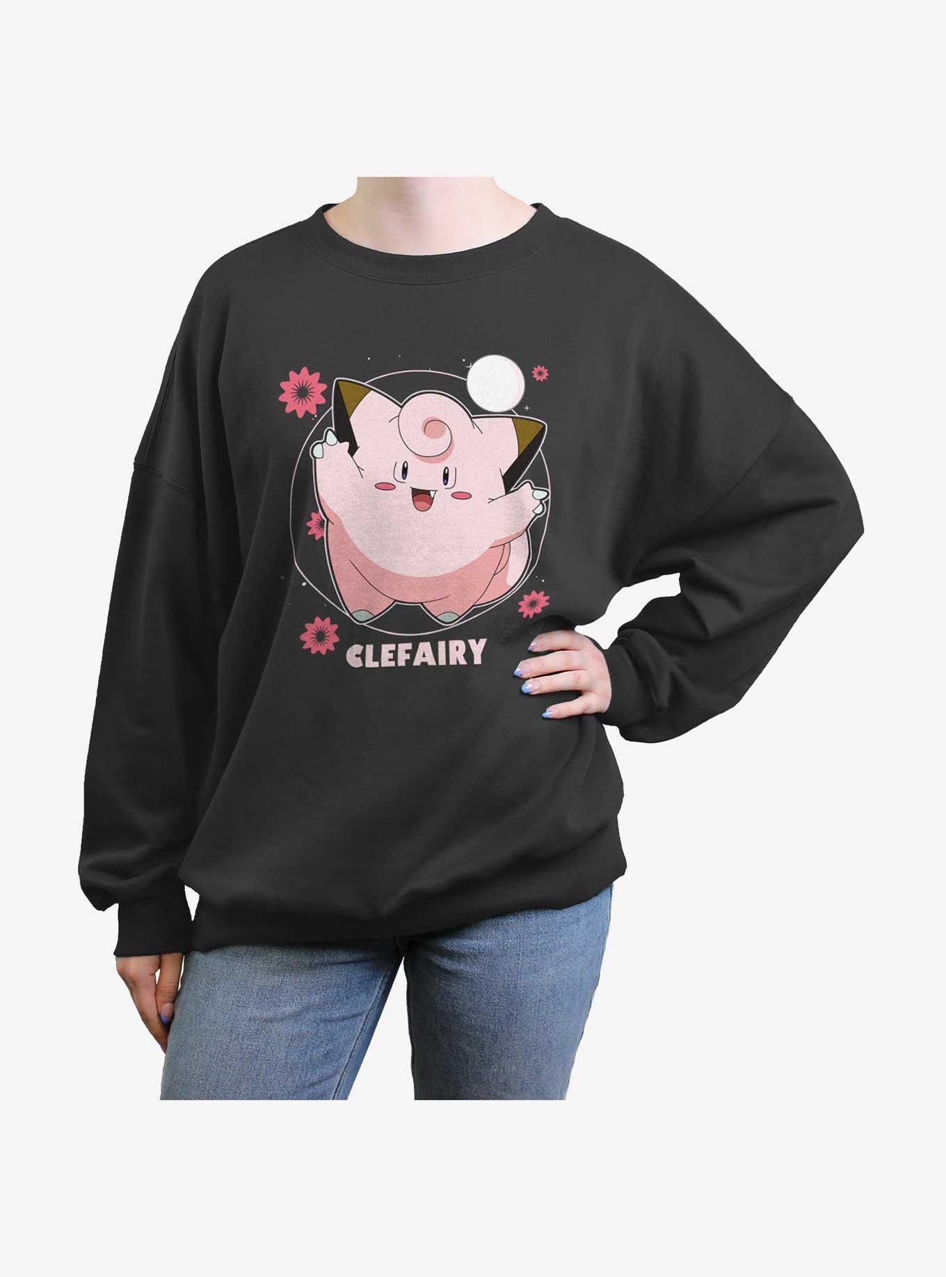 Pokemon Clefairy Dance Womens Oversized Sweatshirt, CHARCOAL, hi-res