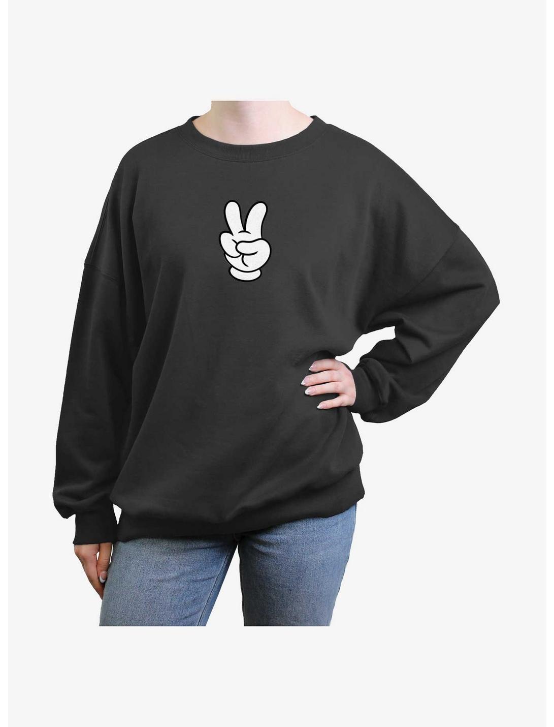 Disney Mickey Mouse Peace Up Womens Oversized Sweatshirt, CHARCOAL, hi-res