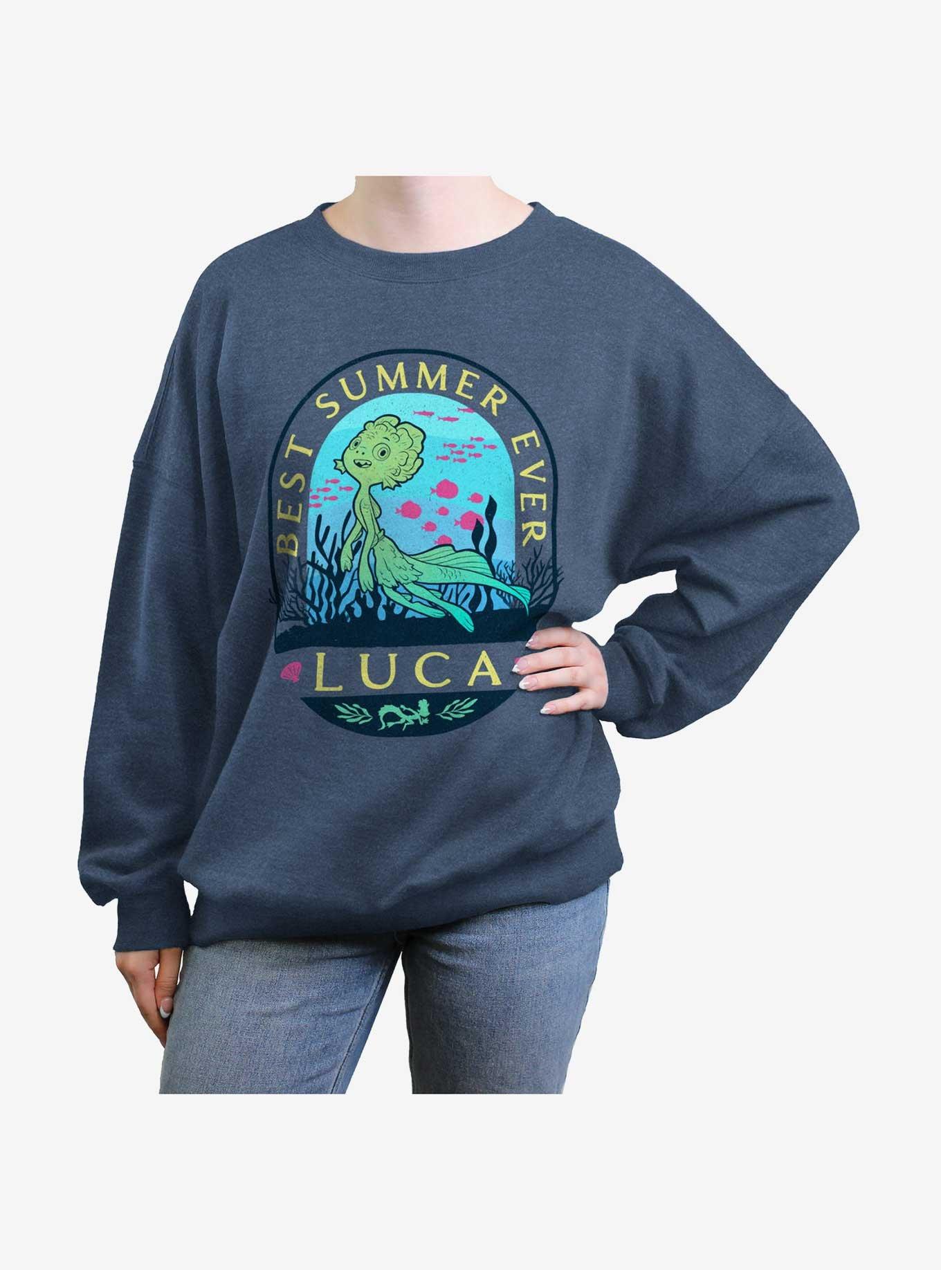 Disney Pixar Luca Best Summer Ever Womens Oversized Sweatshirt, BLUEHTR, hi-res