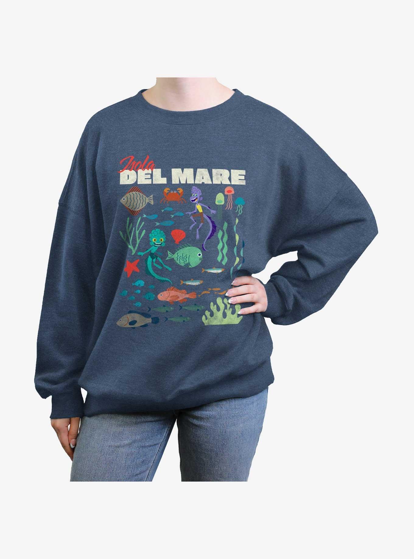 Disney Pixar Luca Del Mare Sea Icons Womens Oversized Sweatshirt, BLUEHTR, hi-res