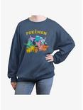 Pokemon Gotta Catch Eeveelutions Womens Oversized Sweatshirt, BLUEHTR, hi-res