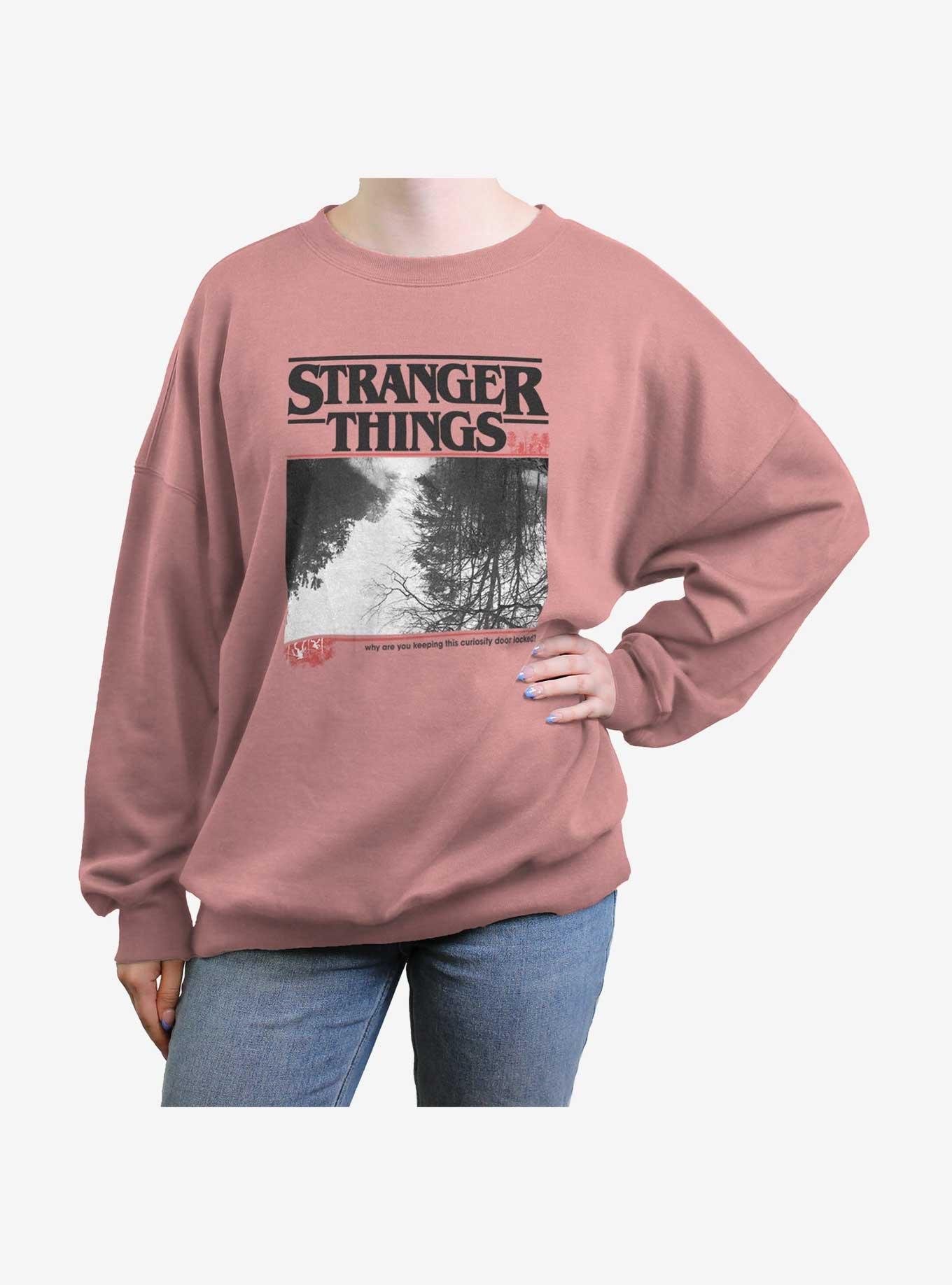 Stranger Things Upside Down Photo Womens Oversized Sweatshirt, DESERTPNK, hi-res