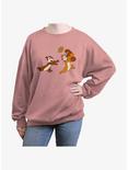 Disney Chip N Dale Acorn Chase Womens Oversized Sweatshirt, DESERTPNK, hi-res
