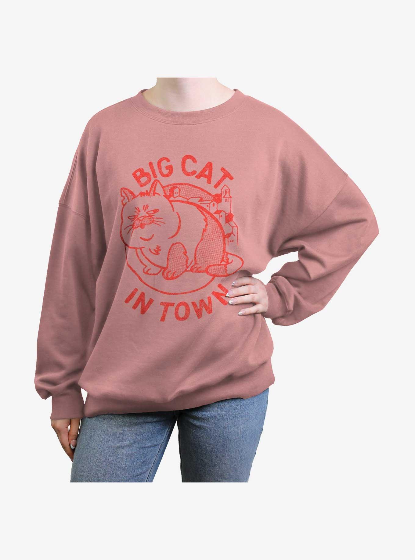 Disney Pixar Luca Big Cat Womens Oversized Sweatshirt, DESERTPNK, hi-res