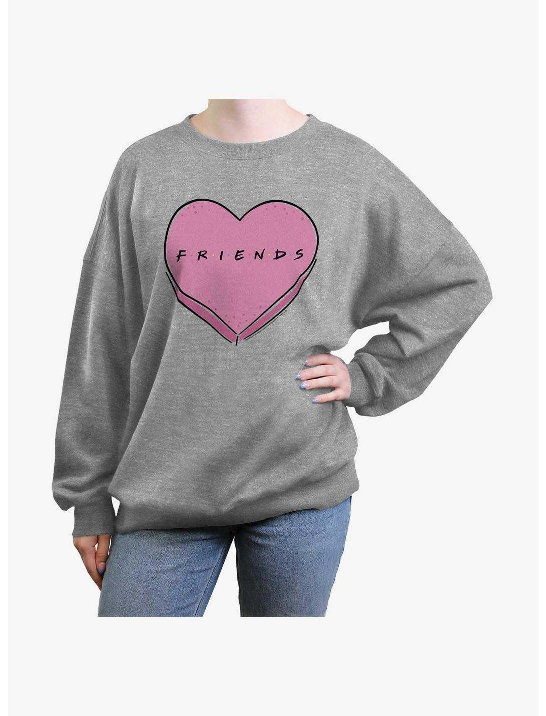 Friends Candy Heart Womens Oversized Sweatshirt, HEATHER GR, hi-res