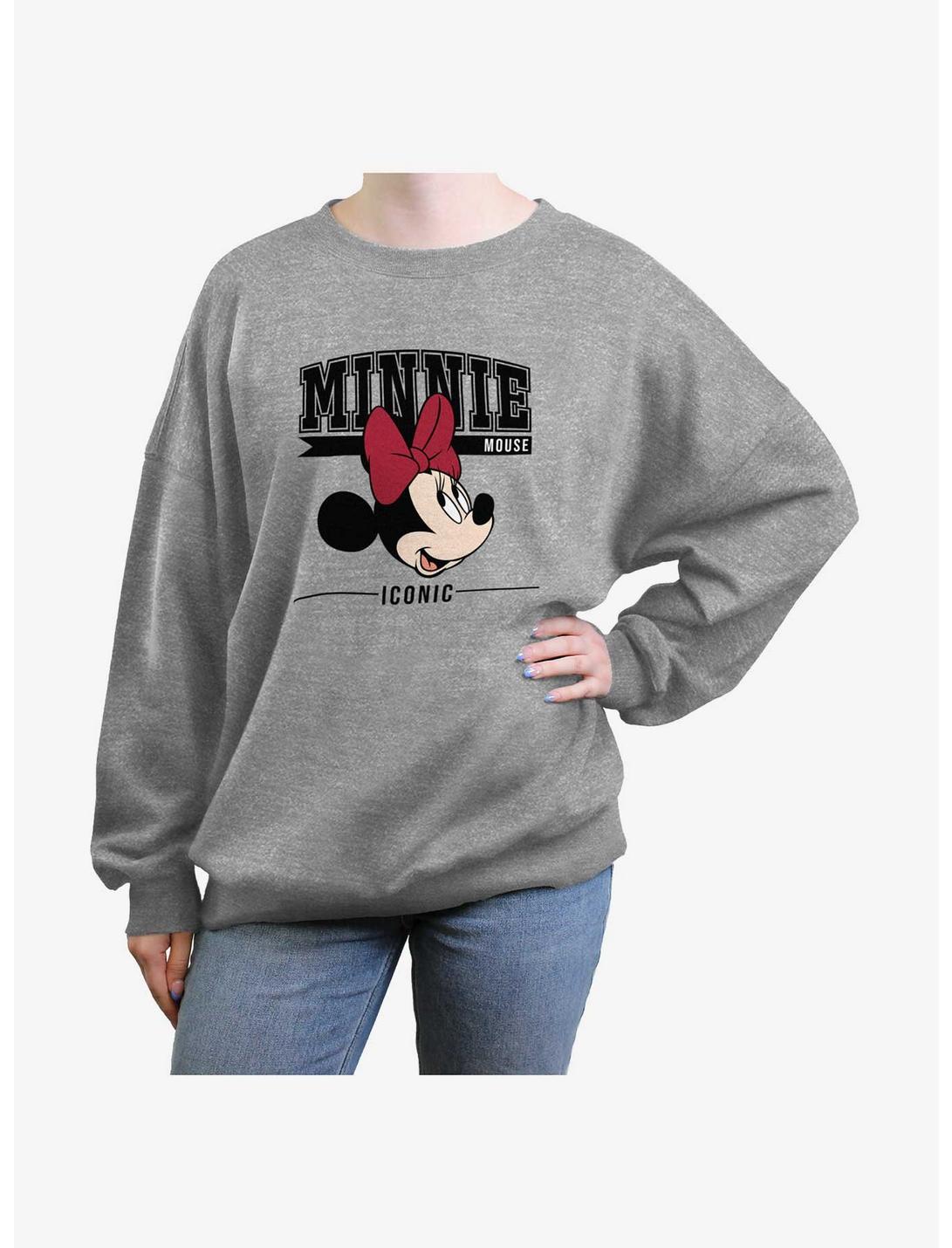 Disney Minnie Mouse Iconic Womens Oversized Sweatshirt, HEATHER GR, hi-res
