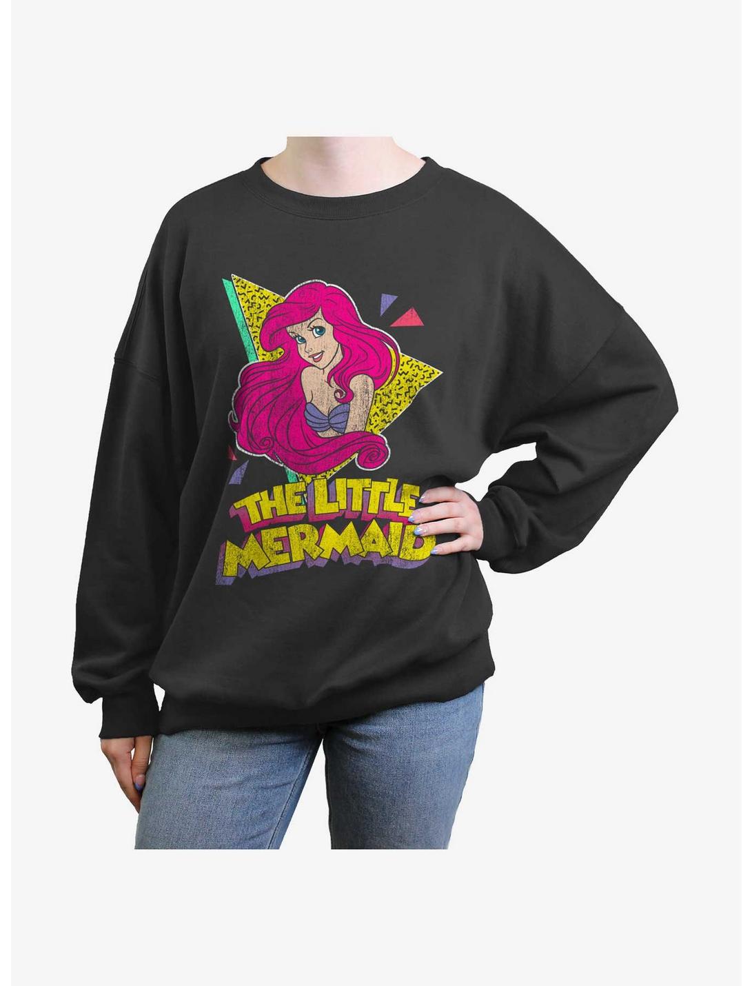 Disney The Little Mermaid Retro Portrait Womens Oversized Sweatshirt, CHARCOAL, hi-res