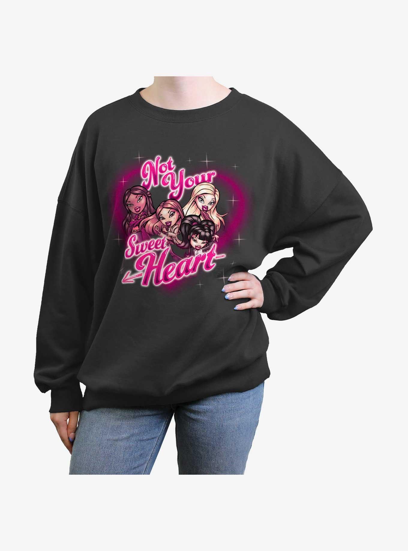Bratz Not Your Sweetheart Womens Oversized Sweatshirt, CHARCOAL, hi-res