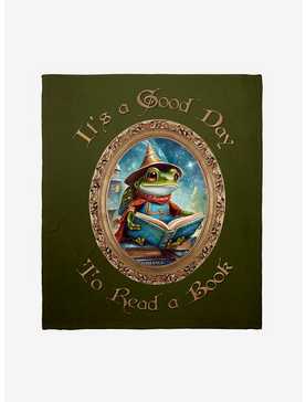 It's A Good Day To Read A Book Frog Throw Blanket, , hi-res