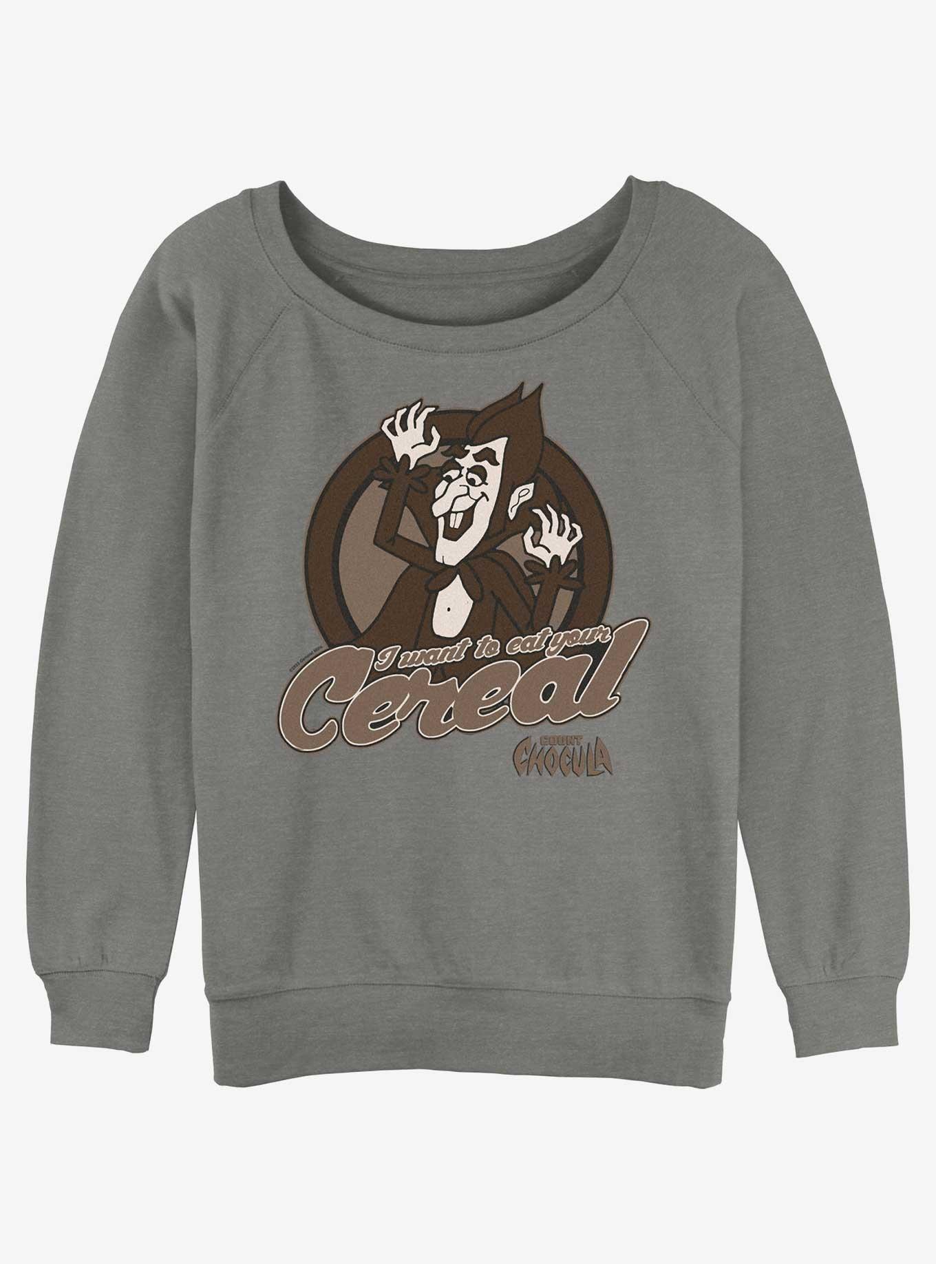 Count Chocula Cereal Biter Womens Slouchy Sweatshirt, GRAY HTR, hi-res
