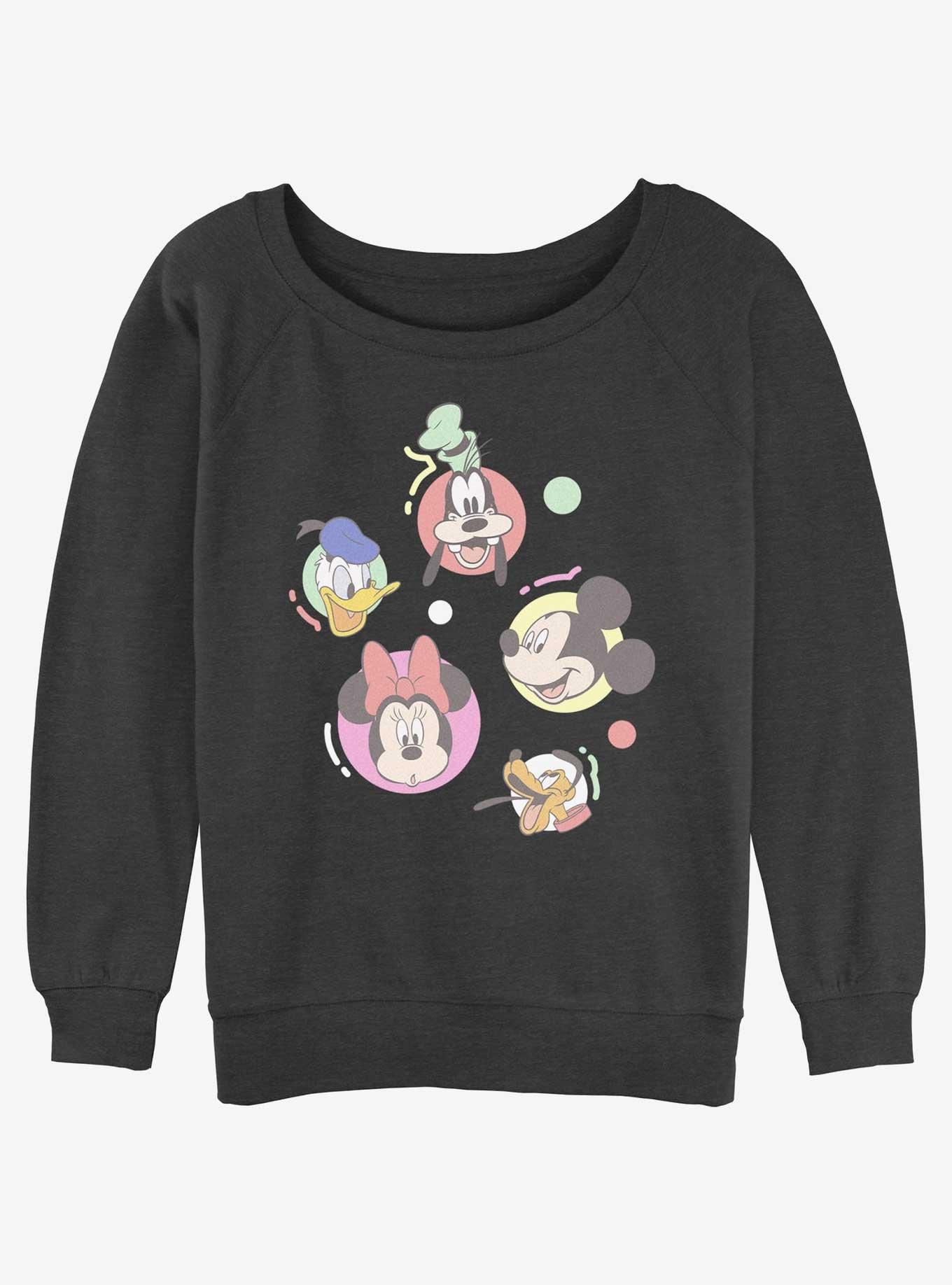 Disney Mickey Mouse Friends Bubbles Womens Slouchy Sweatshirt, BLACK, hi-res