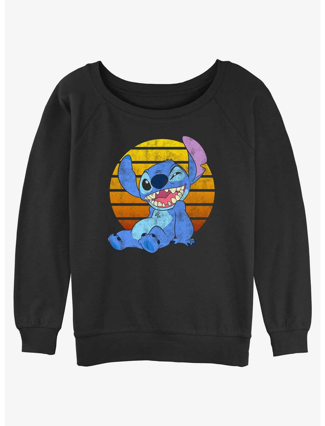 Disney Lilo & Stitch Sunset Stitch Womens Slouchy Sweatshirt, BLACK, hi-res