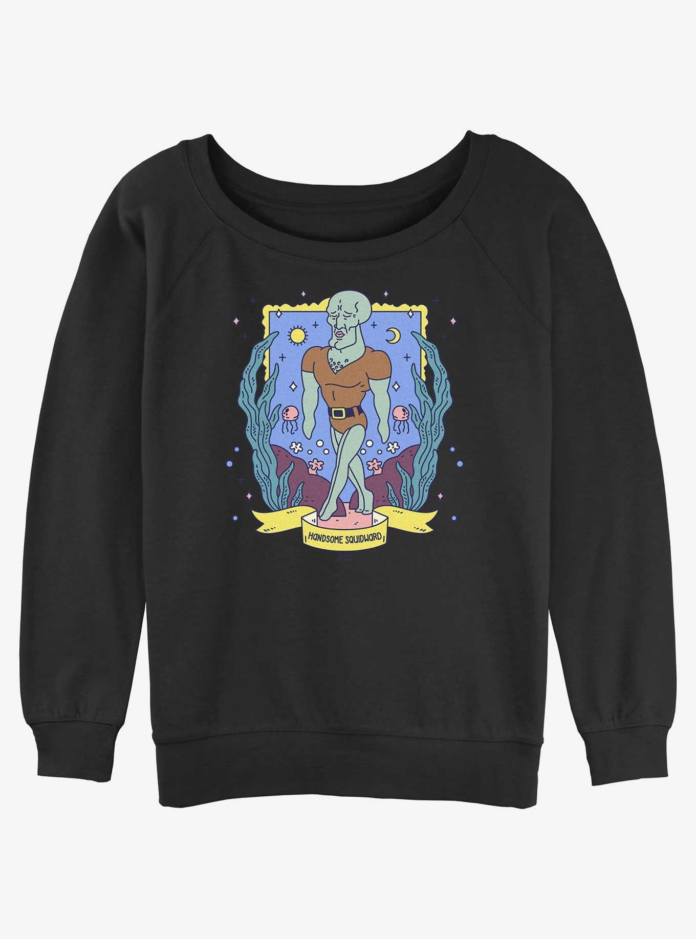 SpongeBob SquarePants Handsome Squidward Tarot Womens Slouchy Sweatshirt, BLACK, hi-res