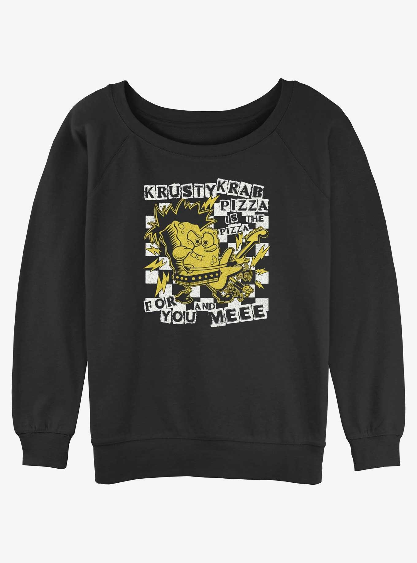 SpongeBob SquarePants Punk Krusty Krab Pizza Womens Slouchy Sweatshirt, BLACK, hi-res