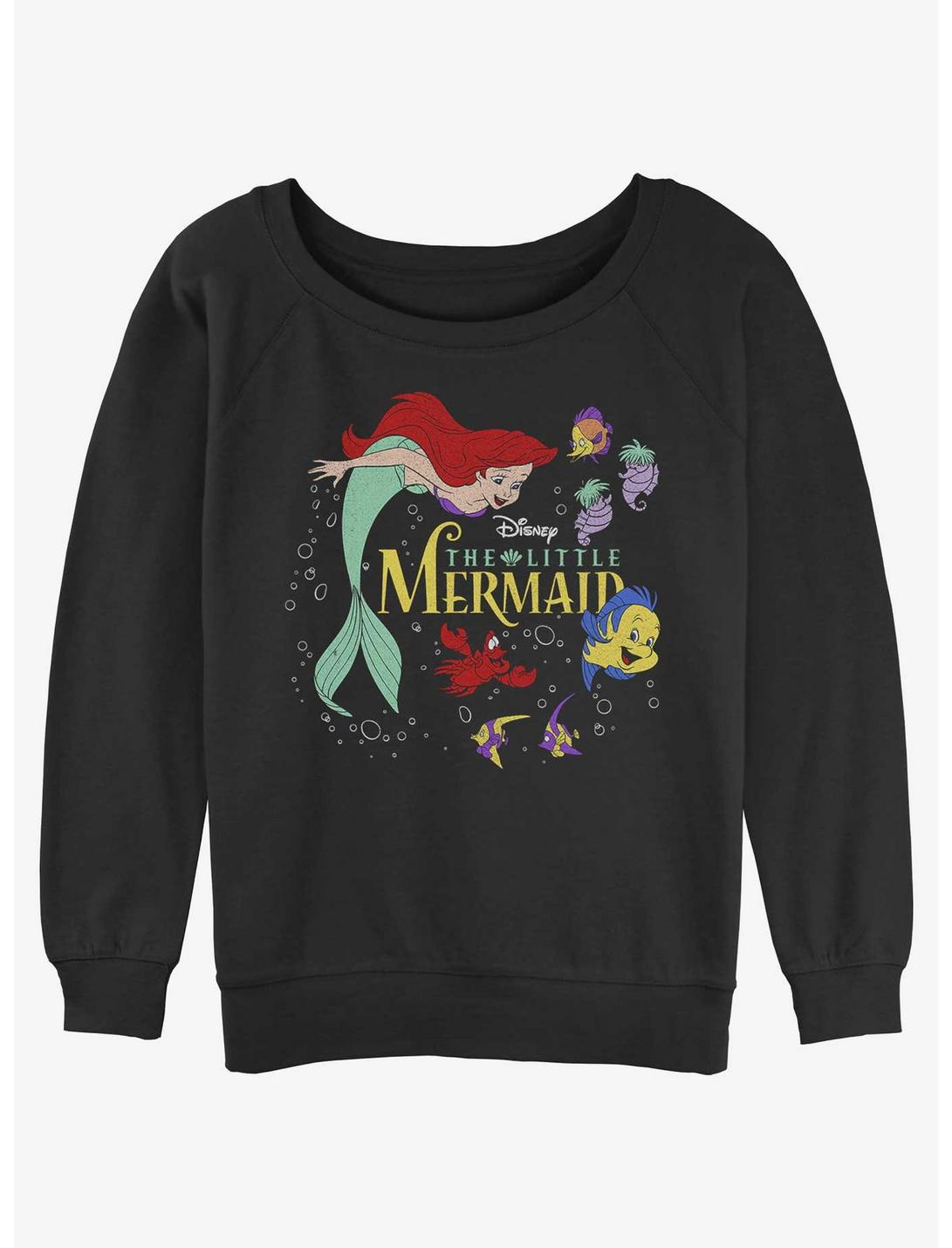 Disney The Little Mermaid Sea Creatures Womens Slouchy Sweatshirt, BLACK, hi-res