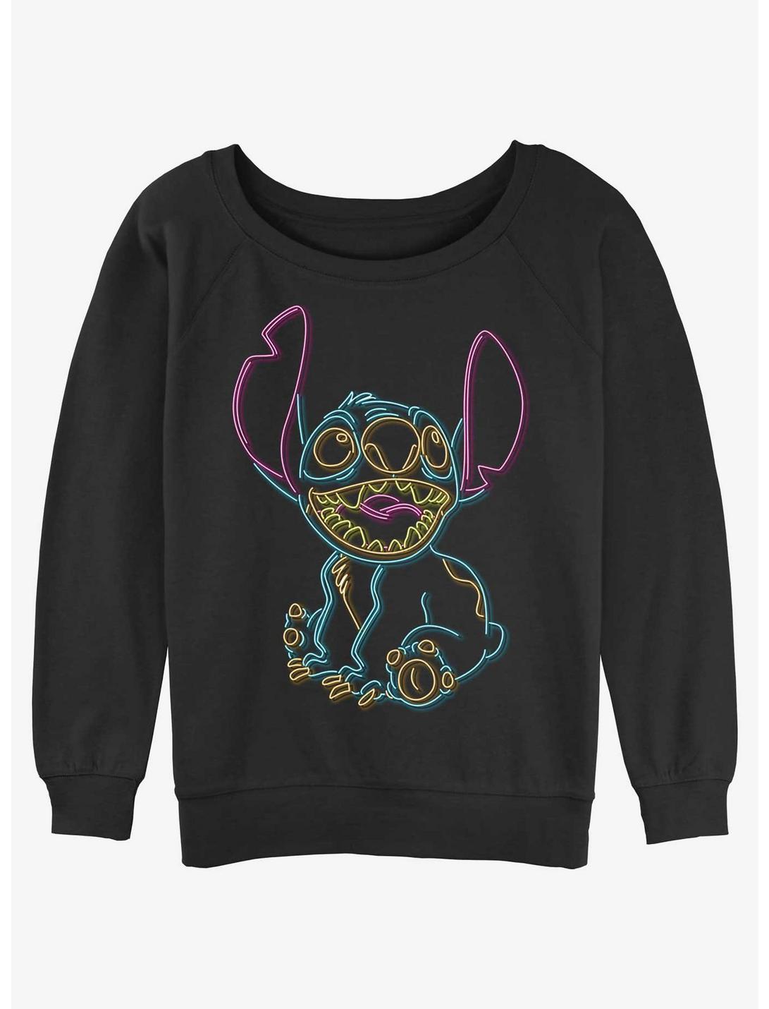 Disney Lilo & Stitch Color lines Womens Slouchy Sweatshirt, BLACK, hi-res