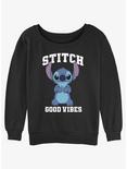 Disney Lilo & Stitch Good Vibes Womens Slouchy Sweatshirt, BLACK, hi-res