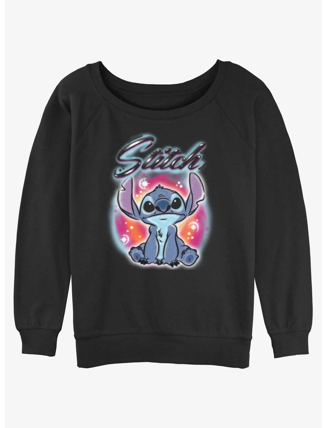 Disney Lilo & Stitch Brush Style Womens Slouchy Sweatshirt, BLACK, hi-res