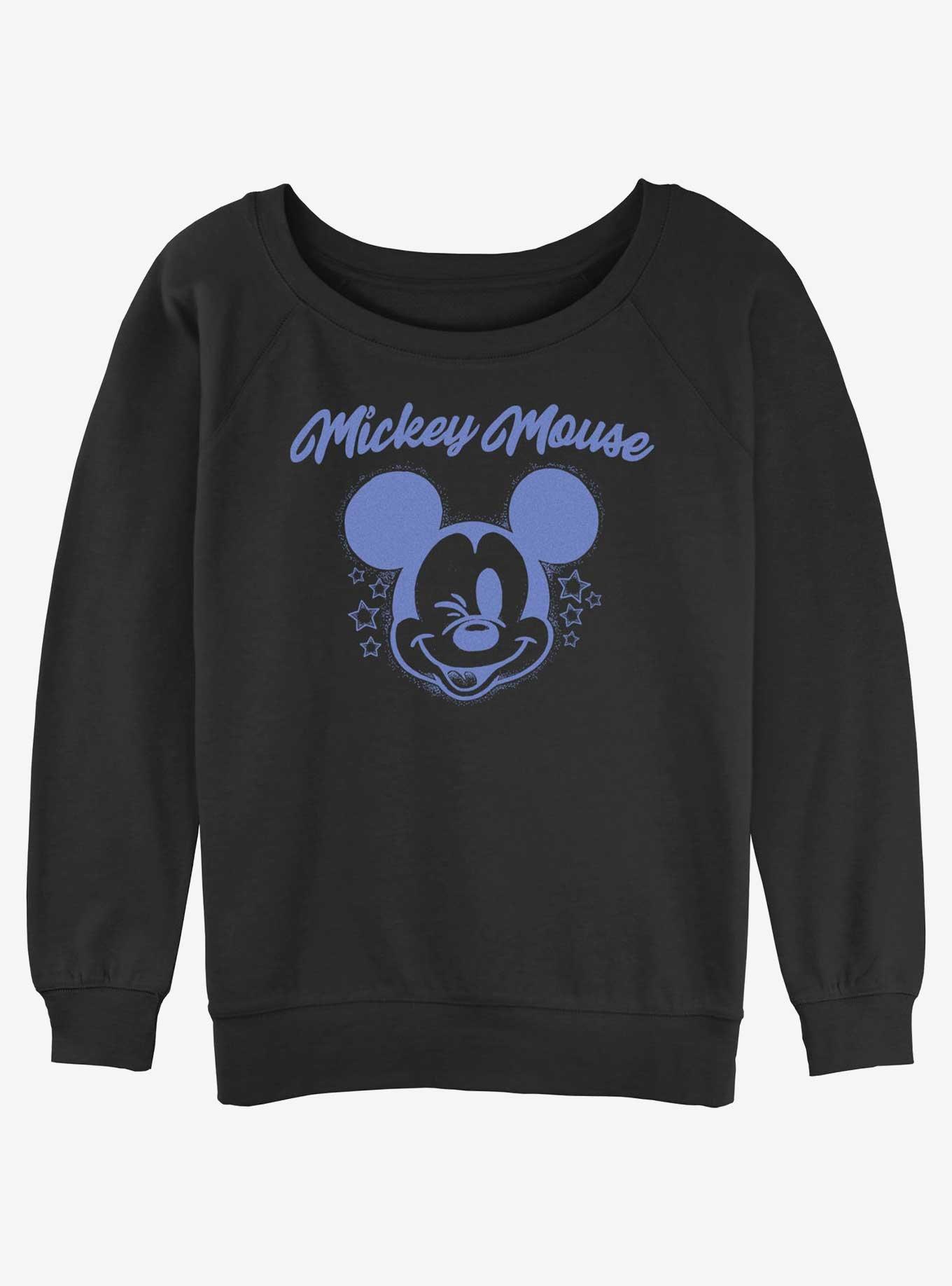 Disney Mickey Mouse Starry wink Womens Slouchy Sweatshirt, BLACK, hi-res