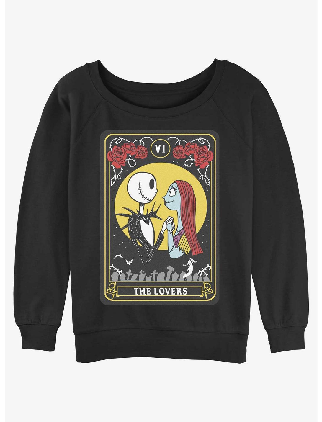Disney Nightmare Before Christmas Lovers Tarot Womens Slouchy Sweatshirt, BLACK, hi-res