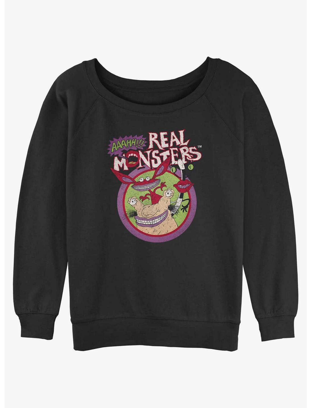 Aaahh! Real Monsters Circle Group Womens Slouchy Sweatshirt, BLACK, hi-res