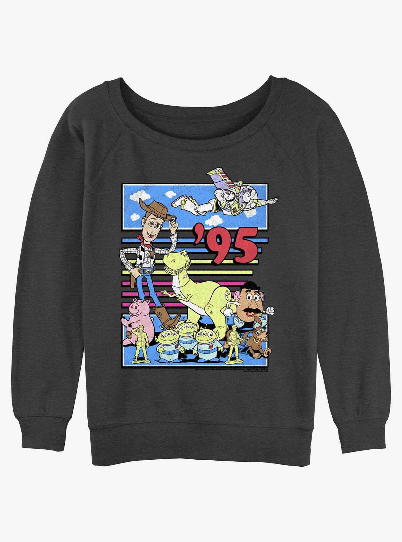 Disney Pixar Toy Story '95 Toys Womens Slouchy Sweatshirt, CHAR HTR, hi-res