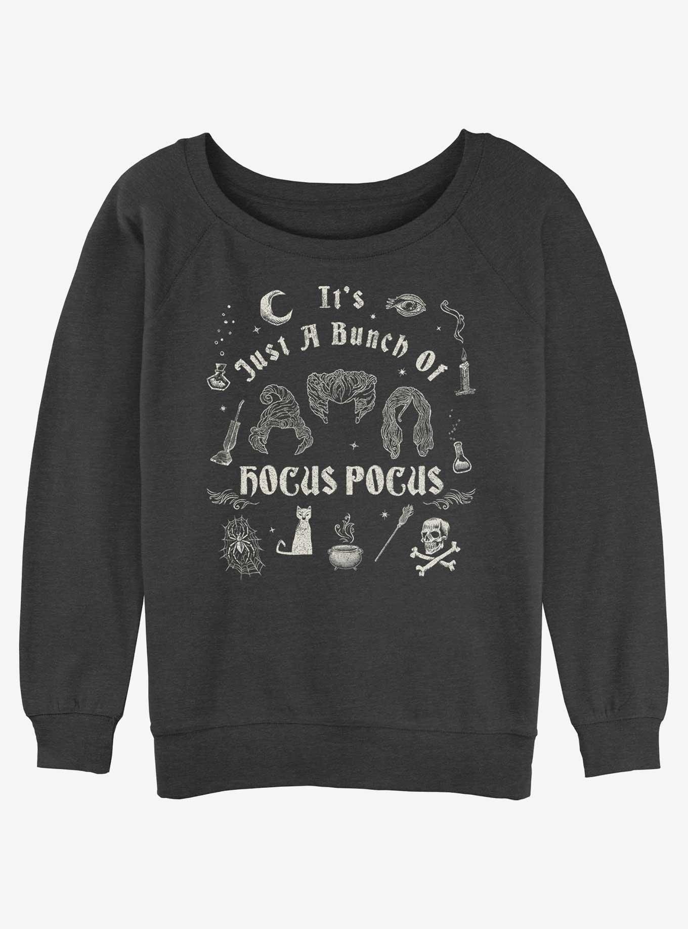Disney Hocus Pocus A Bunch Of Hocus Pocus Womens Slouchy Sweatshirt, CHAR HTR, hi-res