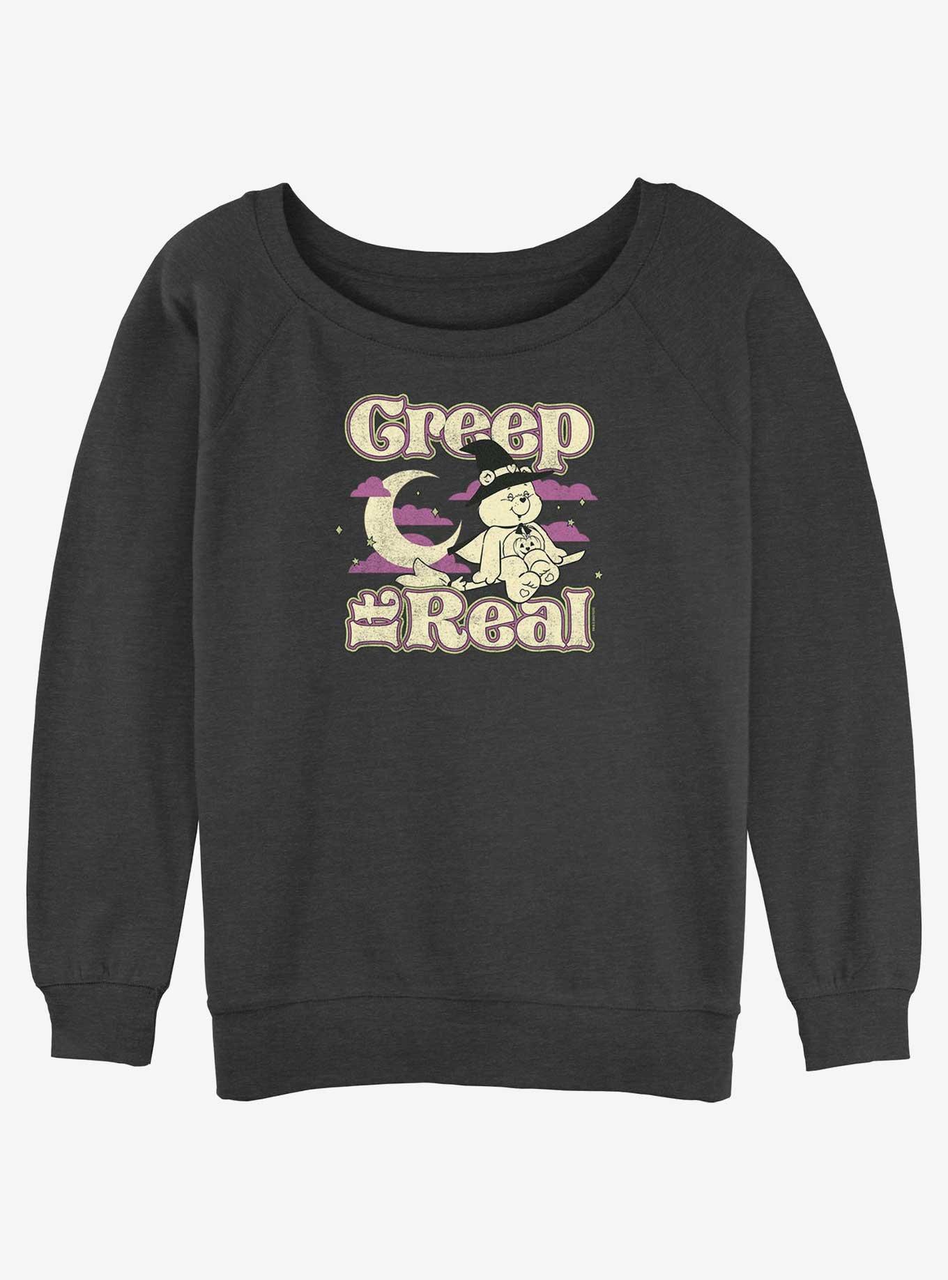Care Bears Creep It Real Womens Slouchy Sweatshirt, CHAR HTR, hi-res