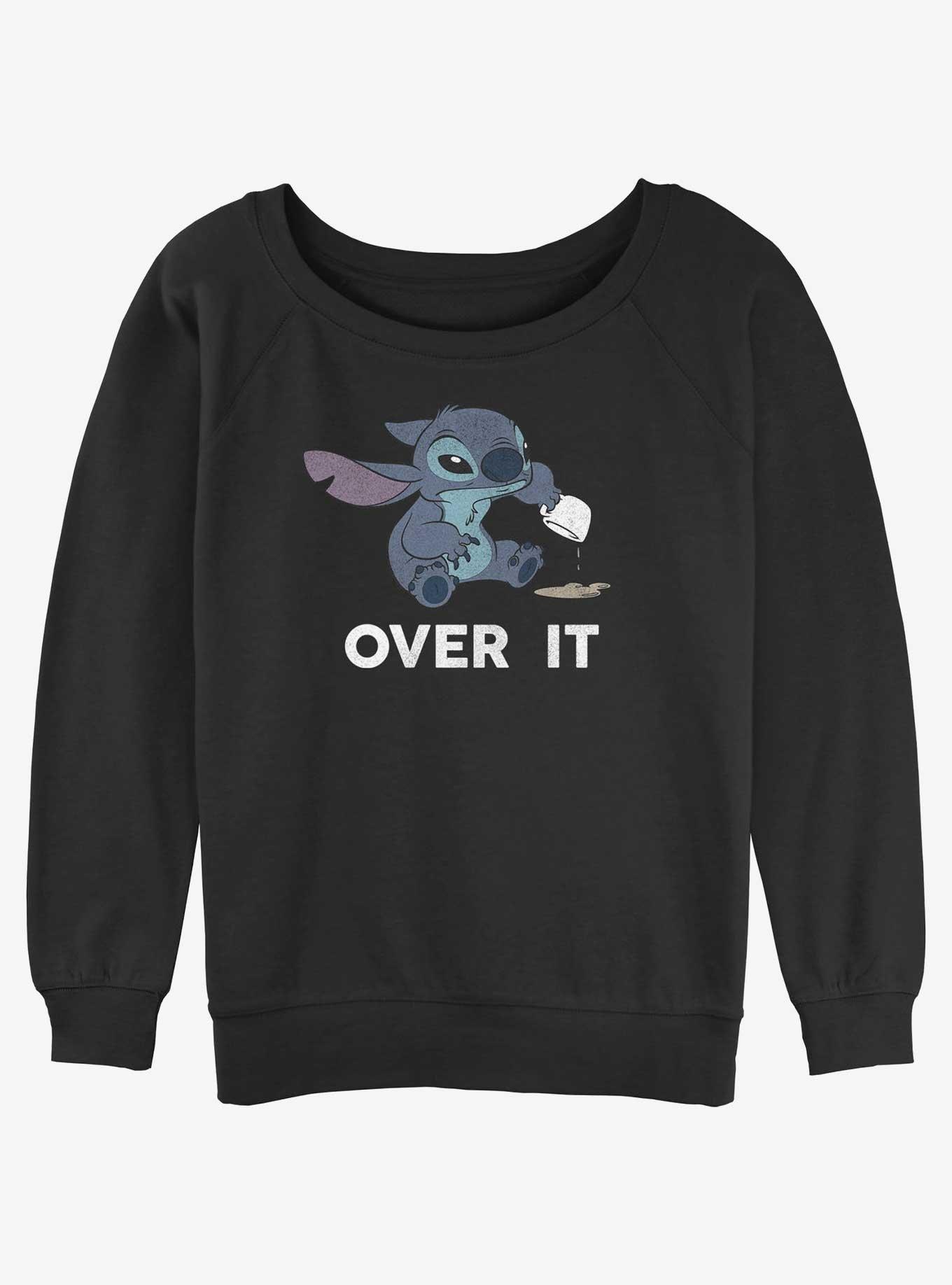 Disney Lilo & Stitch Over It Womens Slouchy Sweatshirt, BLACK, hi-res