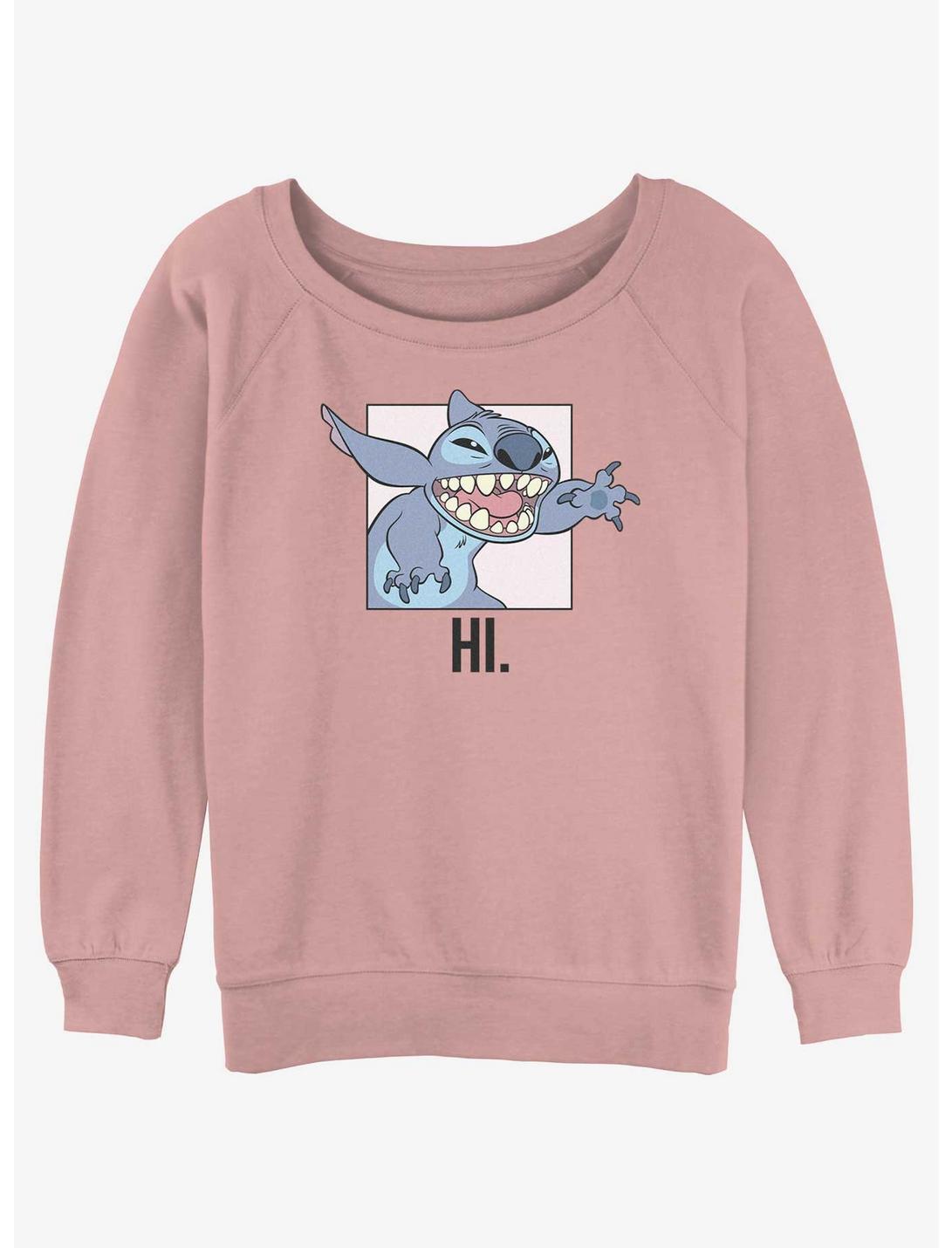 Disney Lilo & Stitch Hi Womens Slouchy Sweatshirt, DESERTPNK, hi-res