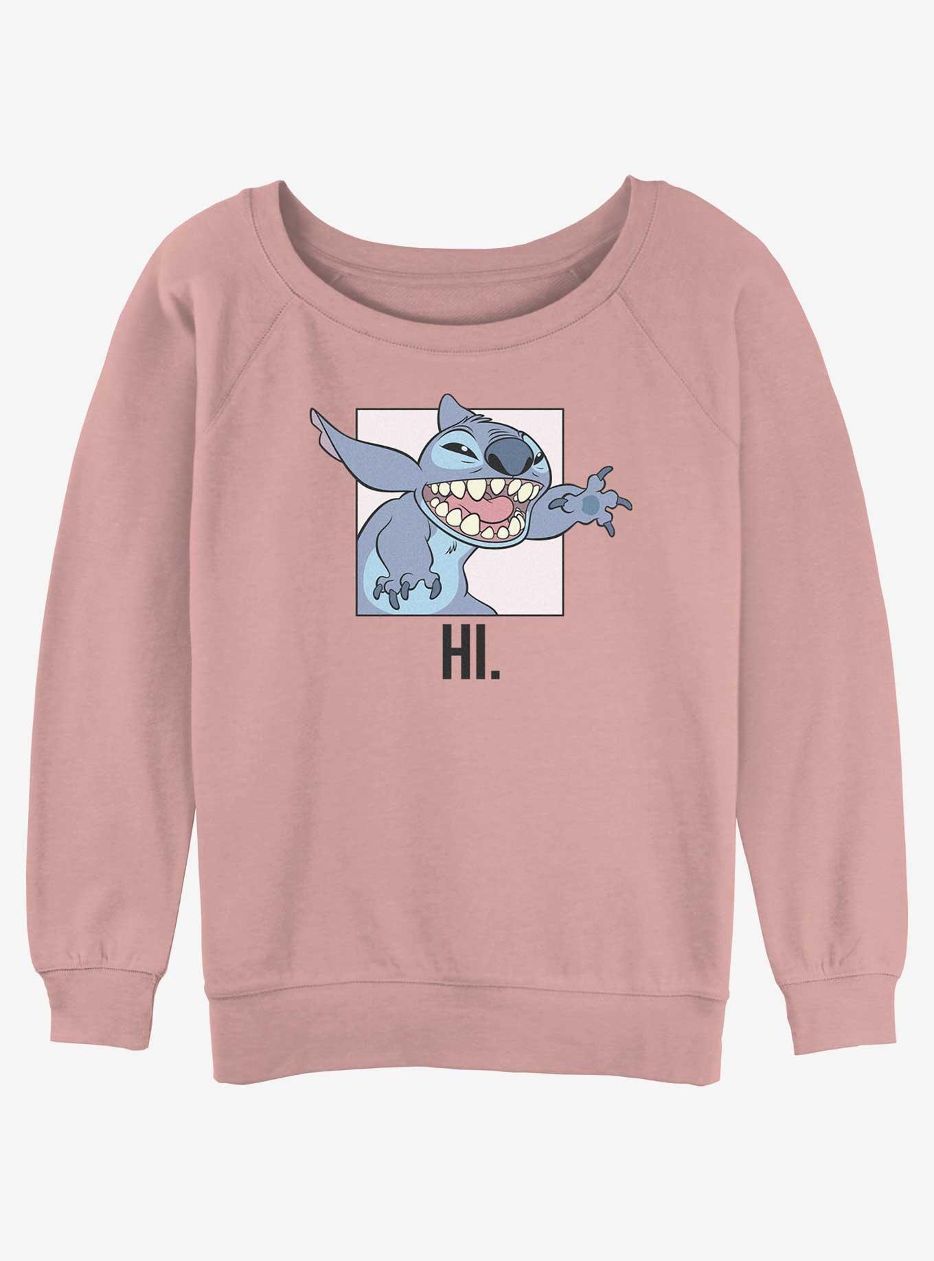 Disney Lilo & Stitch Hi Womens Slouchy Sweatshirt, DESERTPNK, hi-res