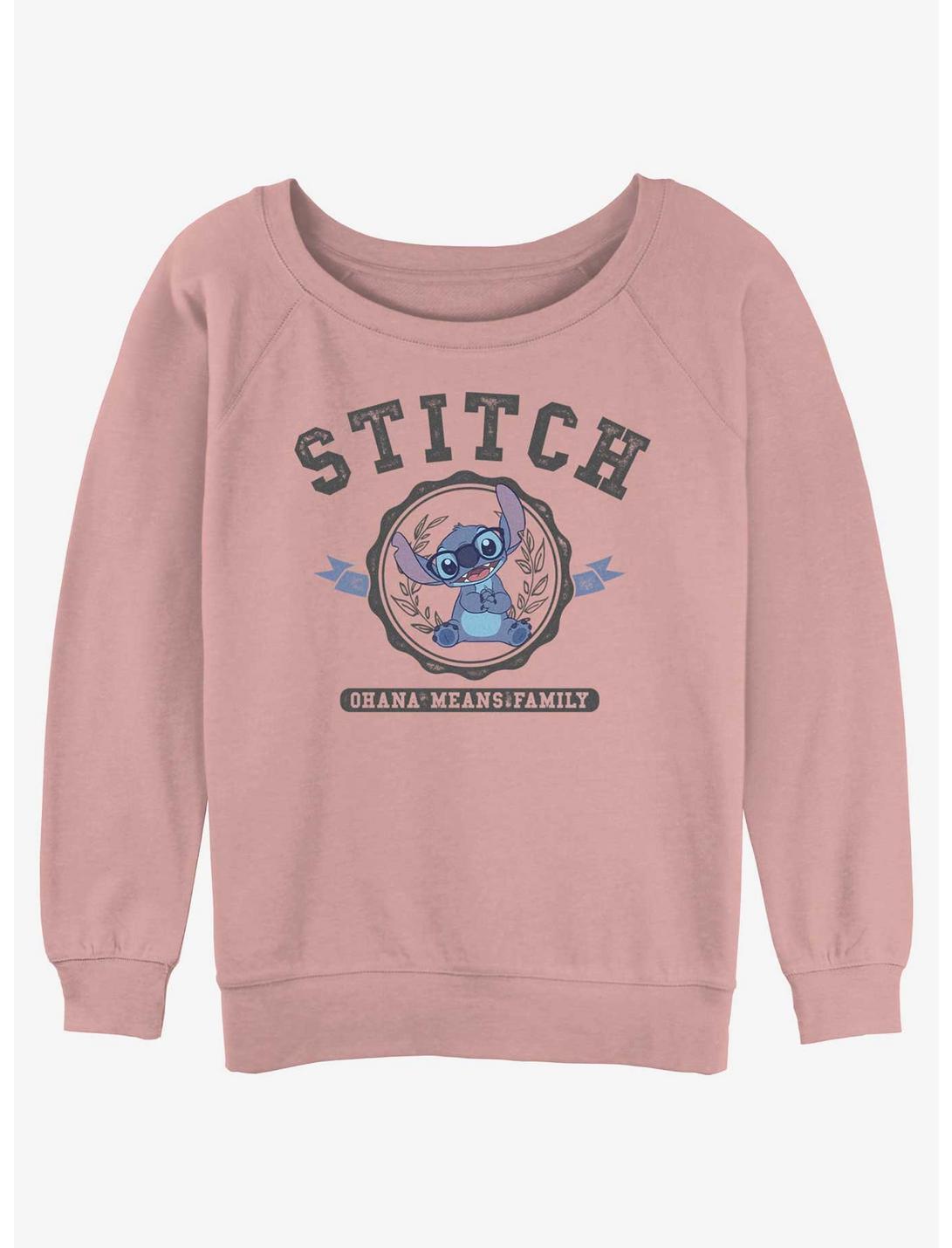 Disney Lilo & Stitch Collegiate Womens Slouchy Sweatshirt, DESERTPNK, hi-res