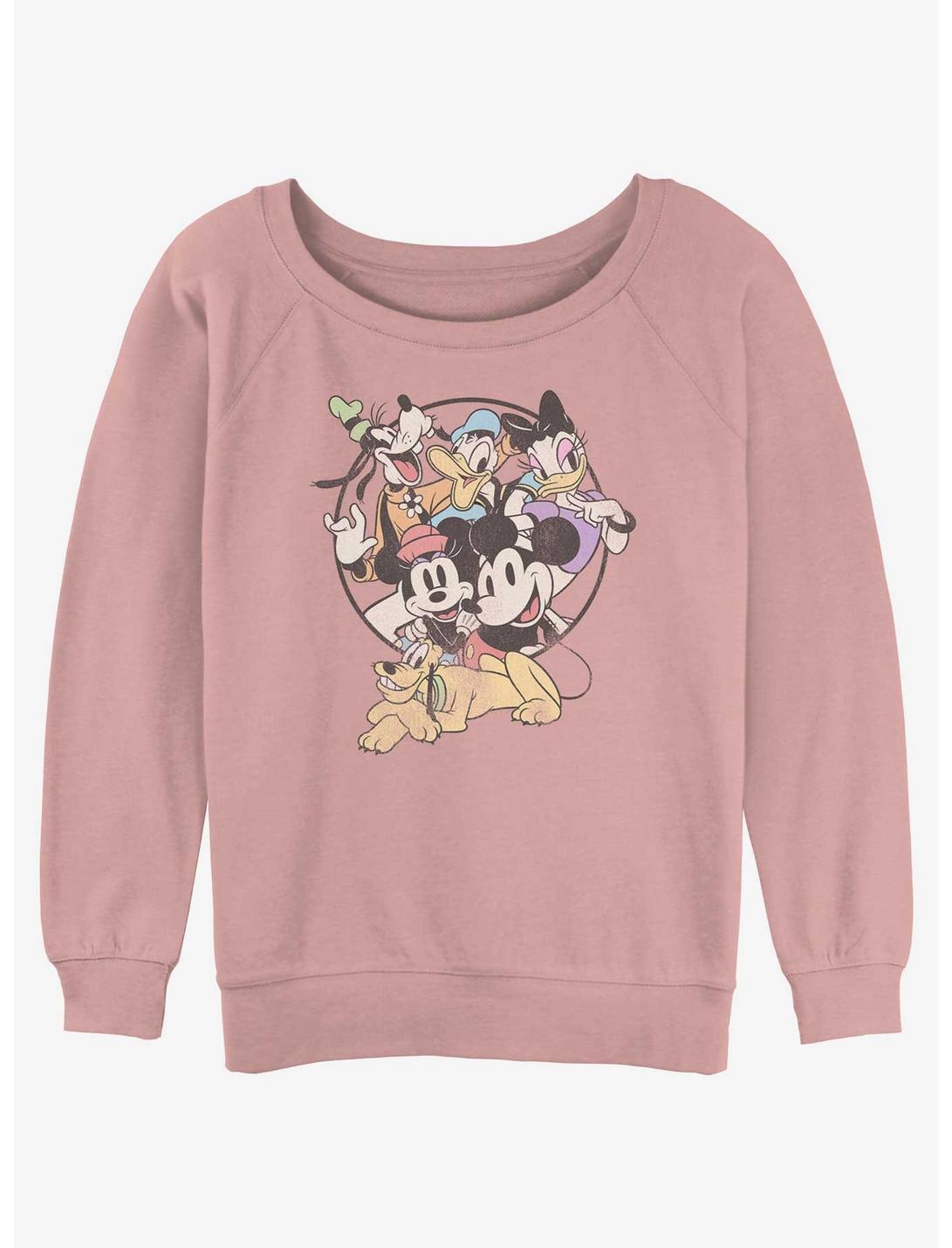 Disney Mickey Mouse Classic Friends Womens Slouchy Sweatshirt, DESERTPNK, hi-res