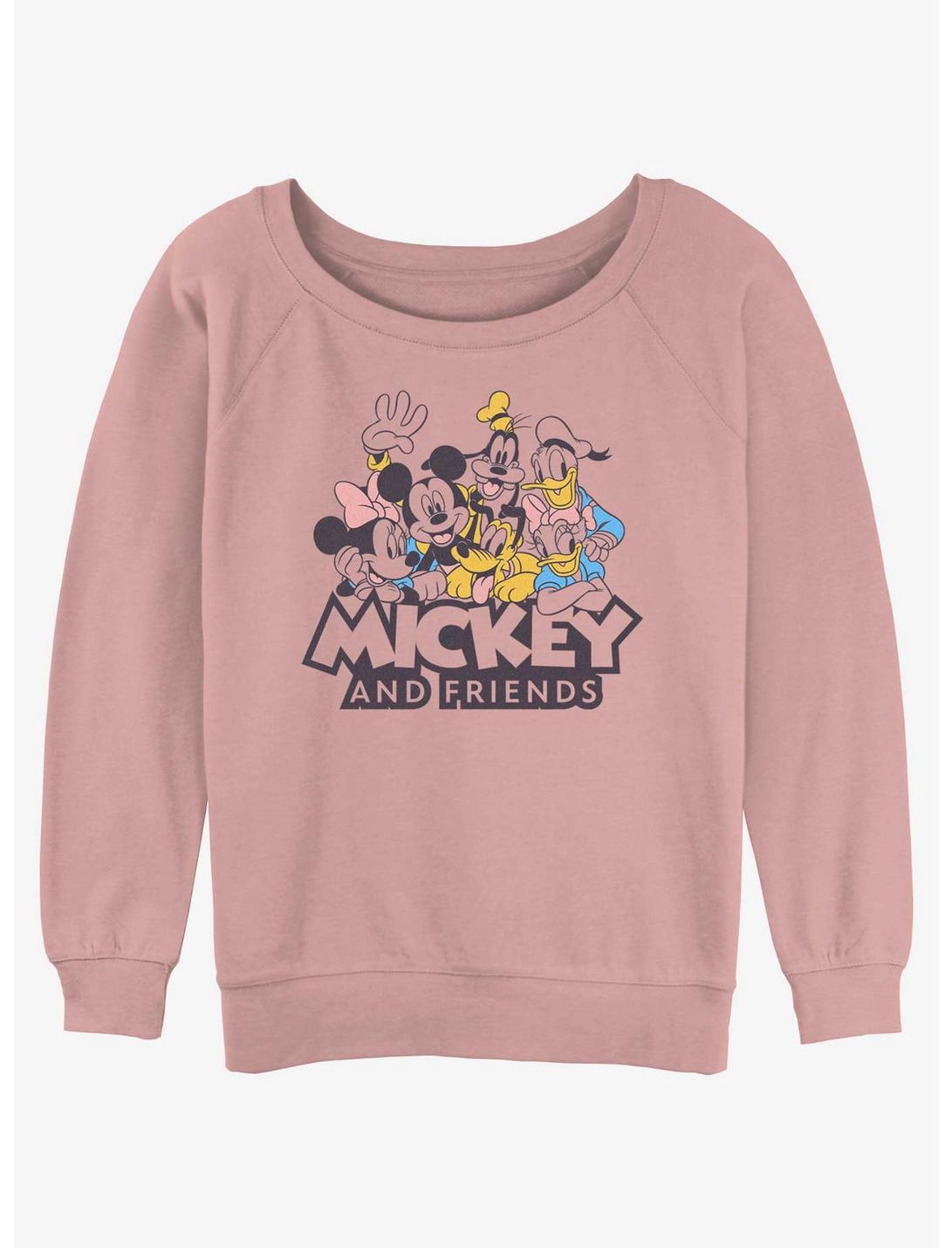 Disney Mickey Mouse & friends simple Womens Slouchy Sweatshirt, DESERTPNK, hi-res